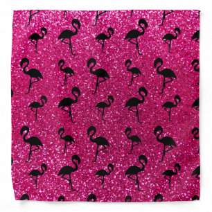 Neon hot pink glitter flamingos bandana