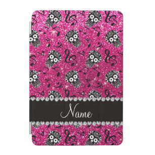 Neon hot pink glitter music notes sugar skulls iPad mini cover