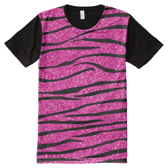 Neon hot pink glitter zebra stripes All-Over-Print shirt | Zazzle.com