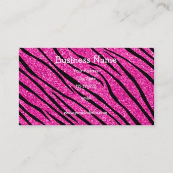 Neon Hot Pink Glitter Zebra Stripes Business Card by Brothergravydesigns at Zazzle