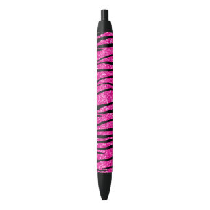 Neon hot pink glitter zebra stripes pen