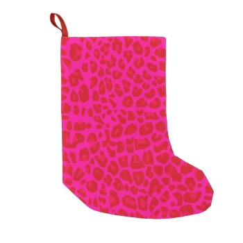 Neon Hot Pink Leopard Print Pattern Small Christmas Stocking by Brothergravydesigns at Zazzle