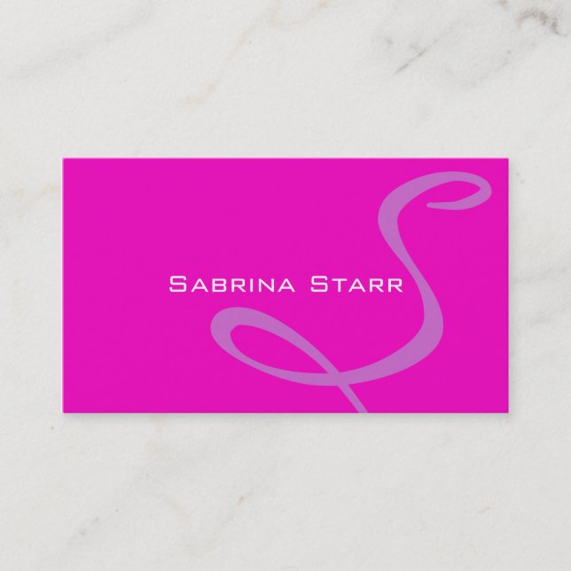 Neon Hot Pink Monogrammed Personalized Card (Front)
