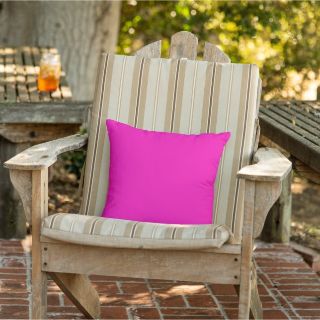 Neon Hot Pink Solid Color Outdoor Pillow (Chair)