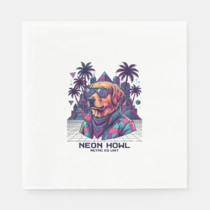 Neon Howl Retro K9 Unit Dog Sunglasses Palm Tree_1 Napkins