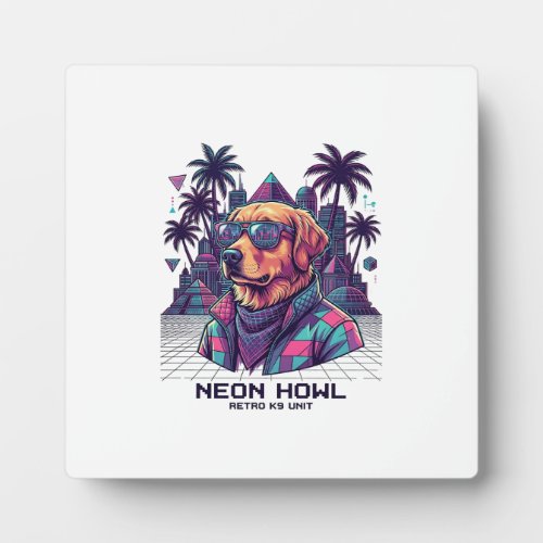 Neon Howl Retro K9 Unit Dog Sunglasses Palm Tree_1 Plaque