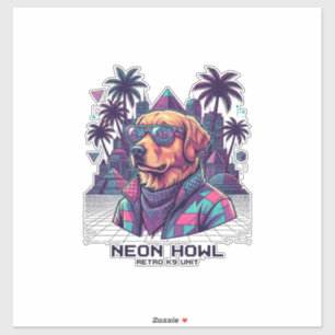 Neon Howl Retro K9 Unit Dog Sunglasses Palm Tree_1 Sticker
