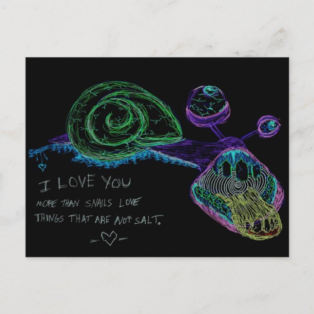 Neon I Love You Snail Postcard (Front)