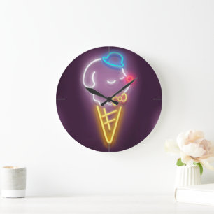 Neon Ice Cream Large Clock