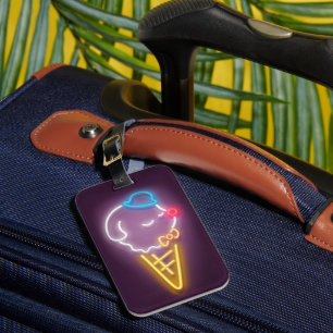 Neon Ice Cream Pup Luggage Tag