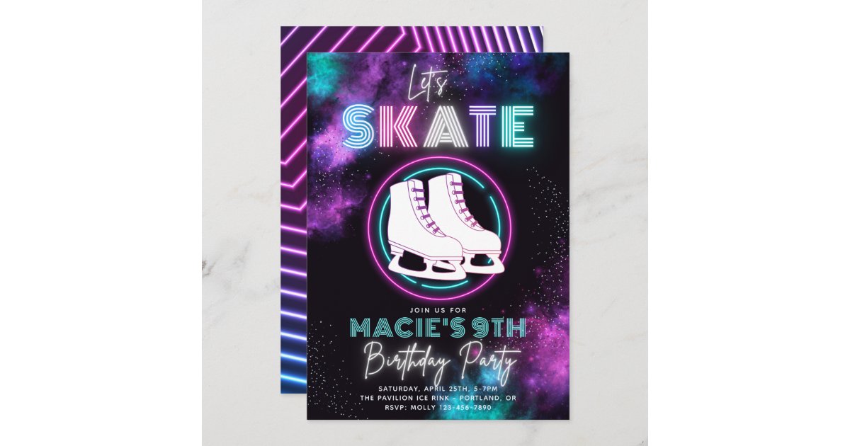 Neon Ice Skating Invitation 