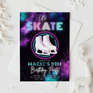 Neon Ice Skating Invitation   Ice Skating Birthday