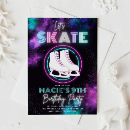 Neon Ice Skating Invitation Ice Skating Birthday