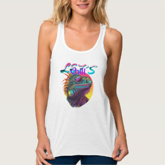 Neon Iguana – Retro 80s Lizard Art Tank Top