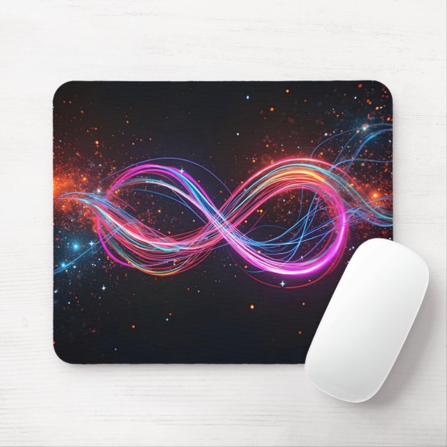 Neon Infinity Symbol In Motion Mouse Pad (With Mouse)