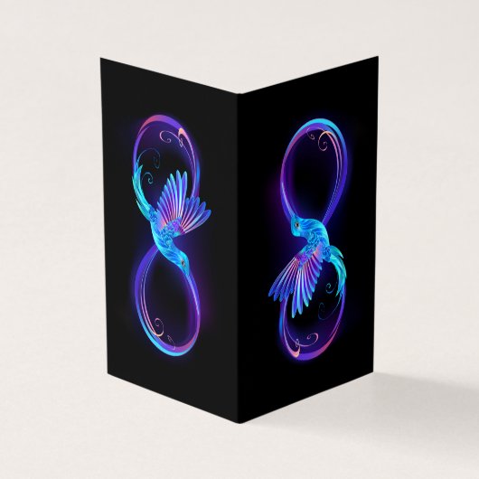 Neon Infinity Symbol with Glowing Hummingbird (Outside)