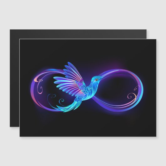 Neon Infinity Symbol with Glowing Hummingbird (Front/Back)