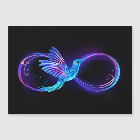 Neon Infinity Symbol with Glowing Hummingbird (Front)