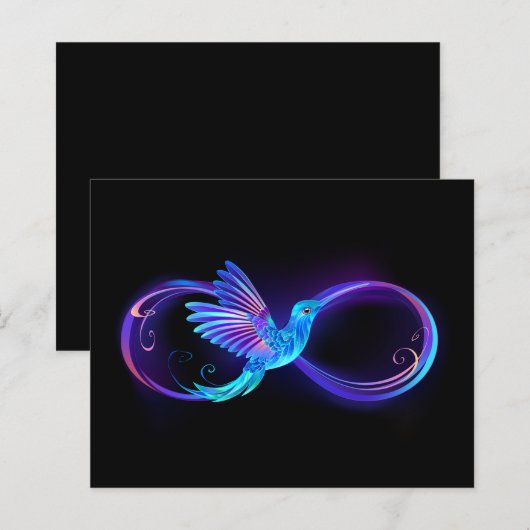 Neon Infinity Symbol with Glowing Hummingbird (Front/Back)