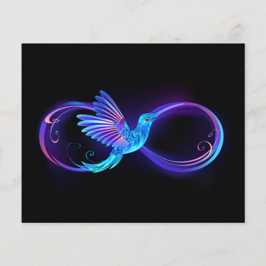 Neon Infinity Symbol with Glowing Hummingbird (Front)