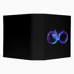 Neon Infinity Symbol with Glowing Hummingbird 3 Ring Binder