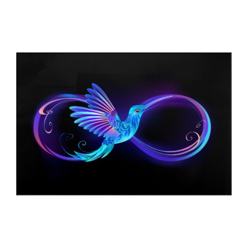 Neon Infinity Symbol with Glowing Hummingbird Acrylic Print