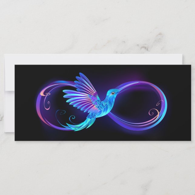 Neon Infinity Symbol with Glowing Hummingbird Announcement (Front)