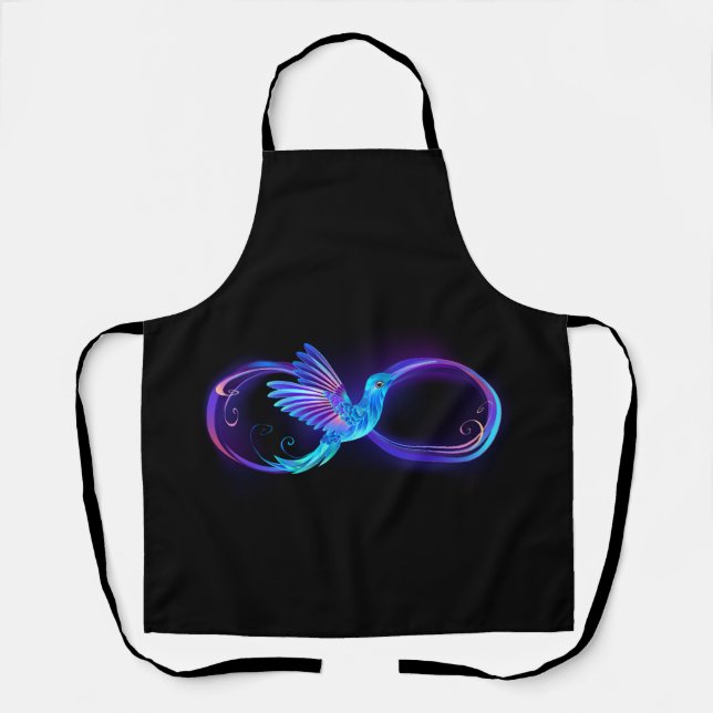 Neon Infinity Symbol with Glowing Hummingbird Apron (Front)