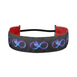 Neon Infinity Symbol with Glowing Hummingbird Athletic Headband