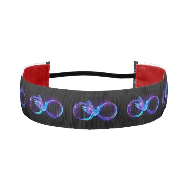 Neon Infinity Symbol with Glowing Hummingbird Athletic Headband (Front)