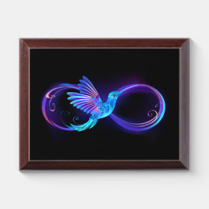 Neon Infinity Symbol with Glowing Hummingbird Award Plaque