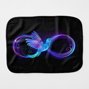 Neon Infinity Symbol with Glowing Hummingbird Baby Burp Cloth