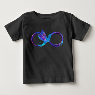 Neon Infinity Symbol with Glowing Hummingbird Baby T-Shirt