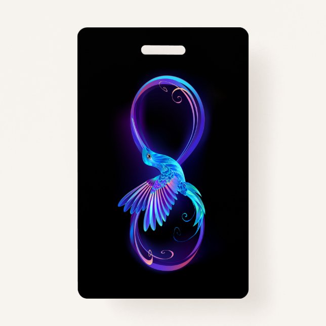 Neon Infinity Symbol with Glowing Hummingbird Badge (Front)