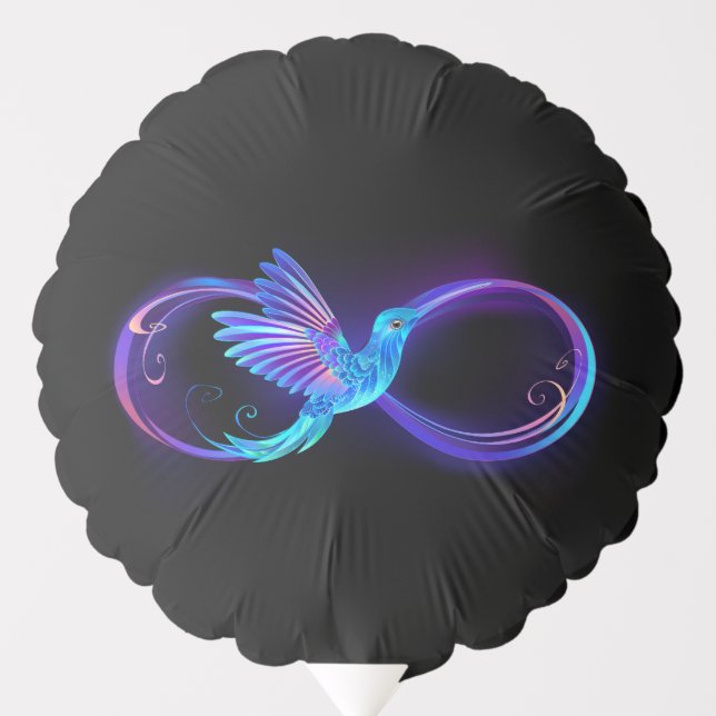 Neon Infinity Symbol with Glowing Hummingbird Balloon (Front)