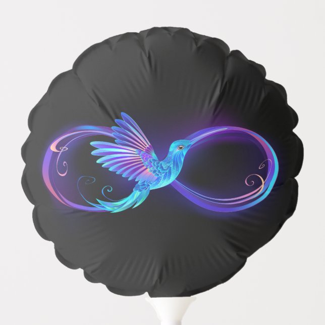 Neon Infinity Symbol with Glowing Hummingbird Balloon (Front)