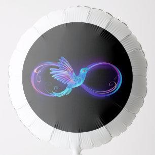 Neon Infinity Symbol with Glowing Hummingbird Balloon