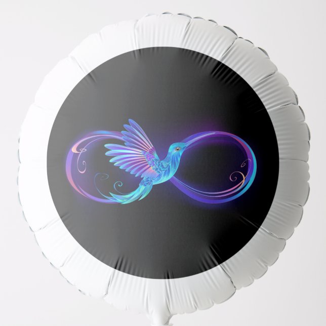 Neon Infinity Symbol with Glowing Hummingbird Balloon (Front)