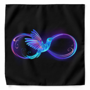 Neon Infinity Symbol with Glowing Hummingbird Bandana