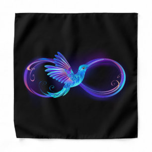 Neon Infinity Symbol with Glowing Hummingbird Bandana