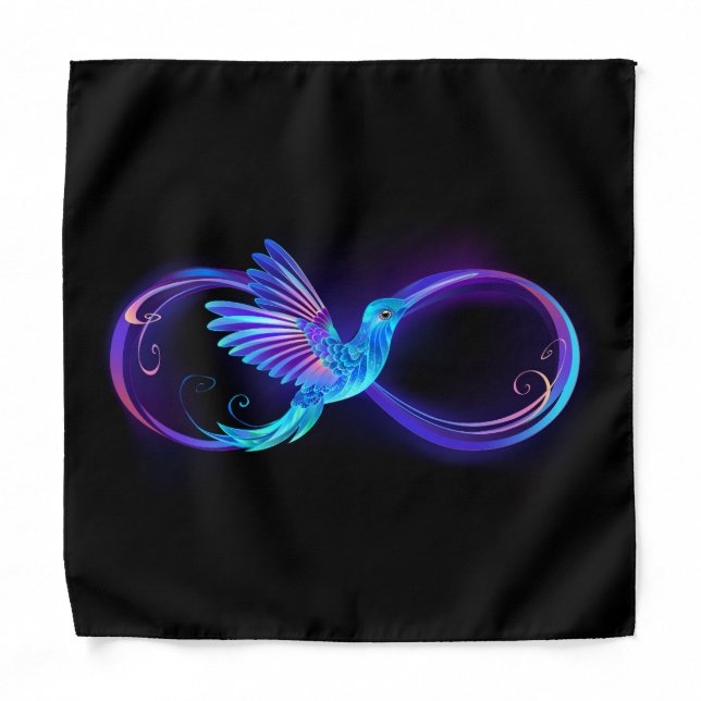 Neon Infinity Symbol with Glowing Hummingbird Bandana (Front)