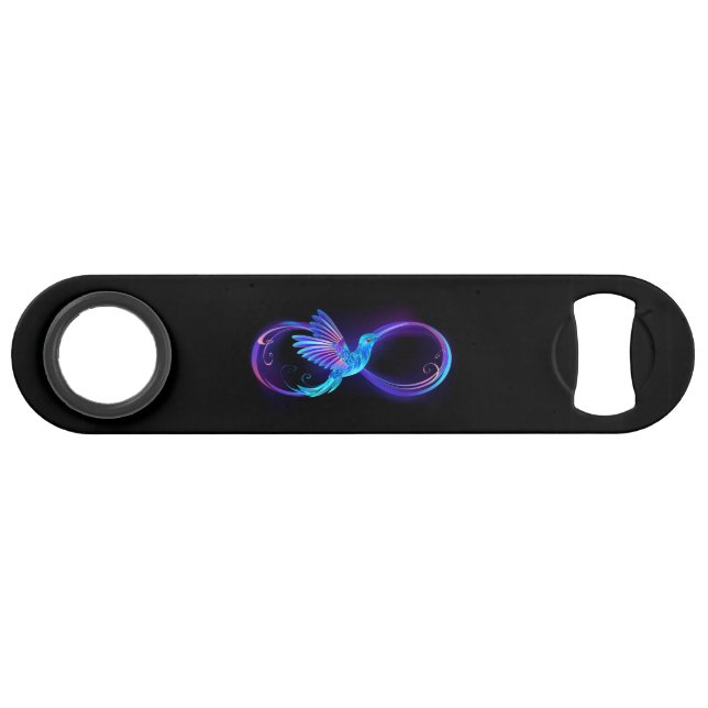 Neon Infinity Symbol with Glowing Hummingbird Bar Key (Front (Horizontal))
