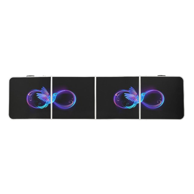 Neon Infinity Symbol with Glowing Hummingbird Beer Pong Table (Top)