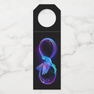 Neon Infinity Symbol with Glowing Hummingbird Bottle Hanger Tag