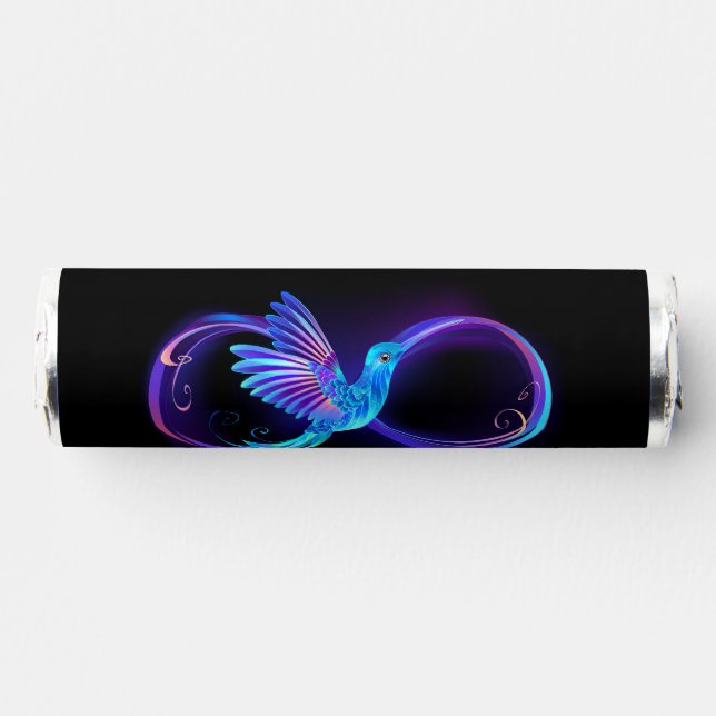 Neon Infinity Symbol with Glowing Hummingbird Breath Savers® Mints (Front)