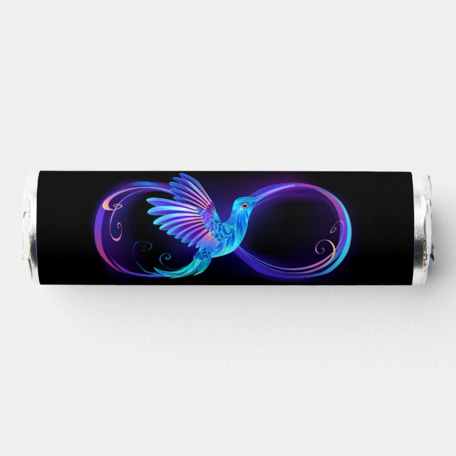 Neon Infinity Symbol with Glowing Hummingbird Breath Savers® Mints (Front)
