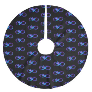 Neon Infinity Symbol with Glowing Hummingbird Brushed Polyester Tree Skirt