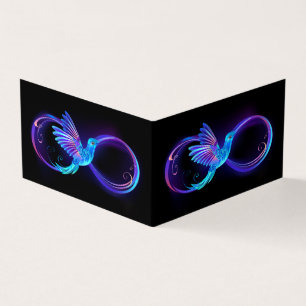 Neon Infinity Symbol with Glowing Hummingbird Business Card