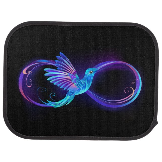 Neon Infinity Symbol with Glowing Hummingbird Car Floor Mat (Rear)