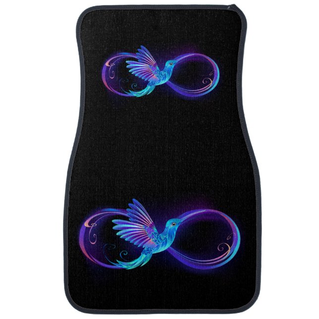 Neon Infinity Symbol with Glowing Hummingbird Car Floor Mat (Front)